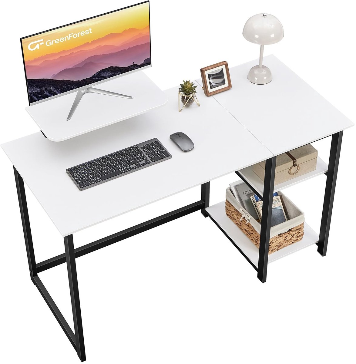 Dailygoody - OmGoods - Dailygoody - Computer Bureau - Thuiswerkplek - Ruim Bureau - Wit - Laptop Gaming Desk - Compact en Functioneel - Geschikt voor Kleine Kantoren