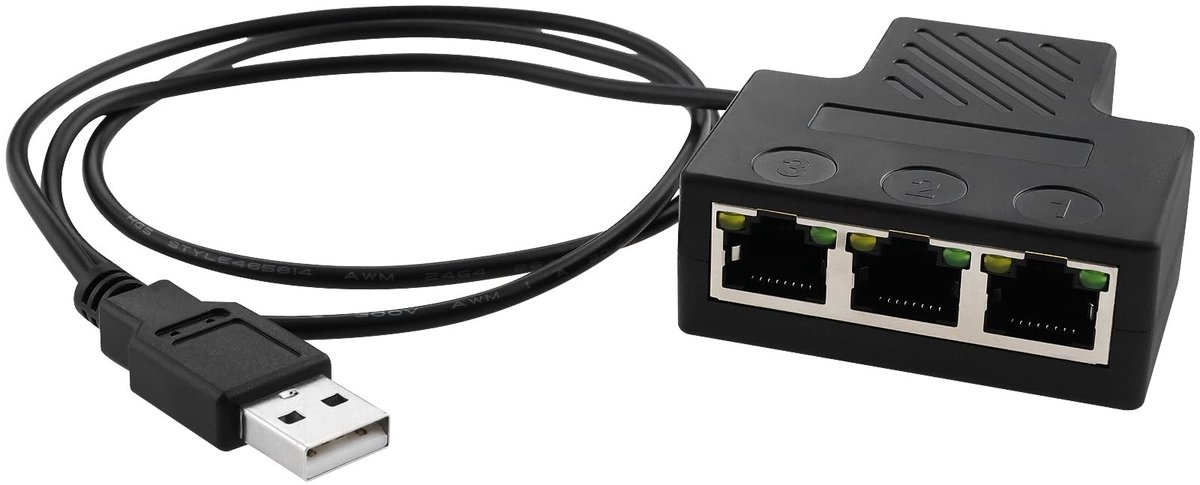 Dailygoody - RJ45 Netwerk Splitter - Ethernet Adapter - Hoge Snelheid 100 Mbps - 1 naar 3 - Compatibel met Cat5/6/7/8 - Voor Computer en Router