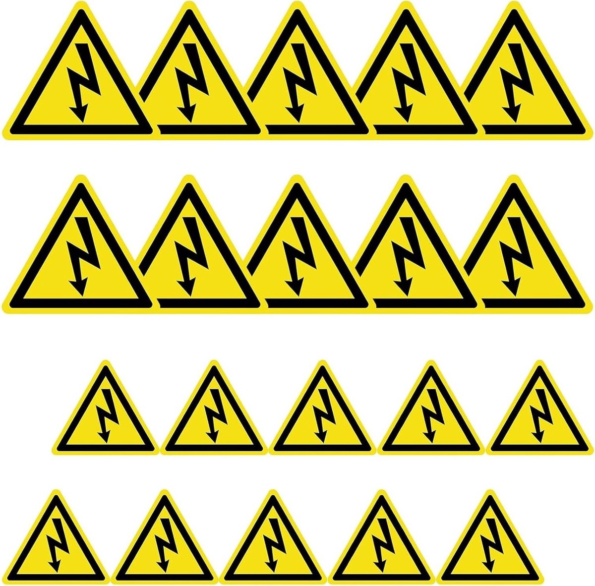 Veiligheidsstickers voor Elektrische Gevaren - 20 Waterdichte PVC Stickers met UV-bescherming voor Binnen en Buiten Gebruik