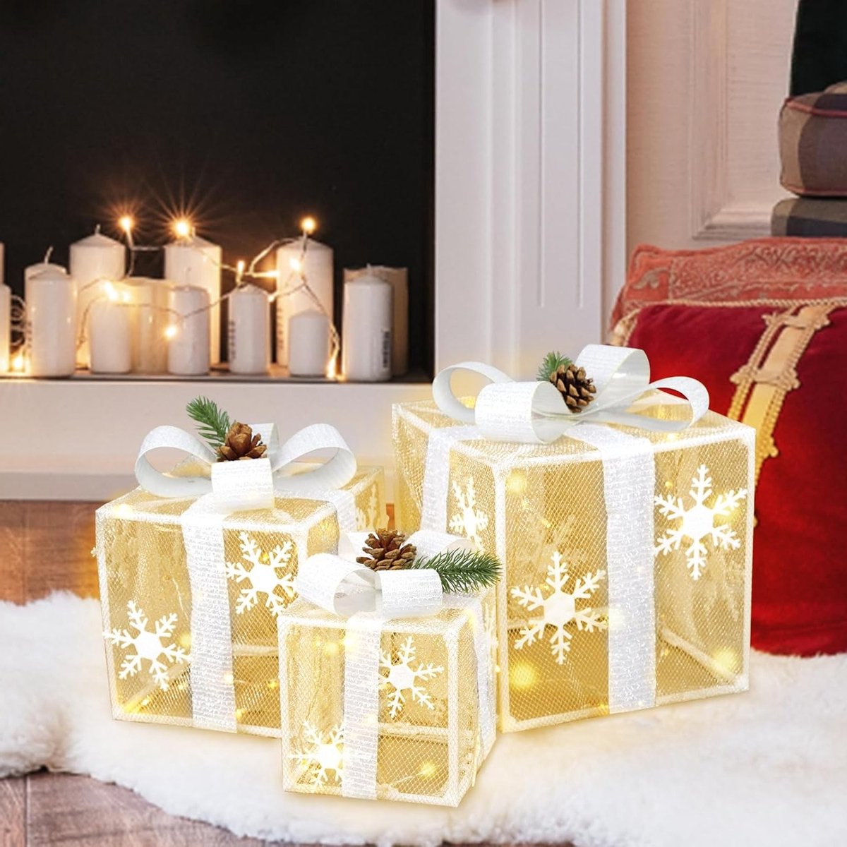 Luminous cadeau voor Kerstmis, verlichte kunstdozen met licht, decoratie voor binnen, perfect voor feesten en speciale gelegenheden