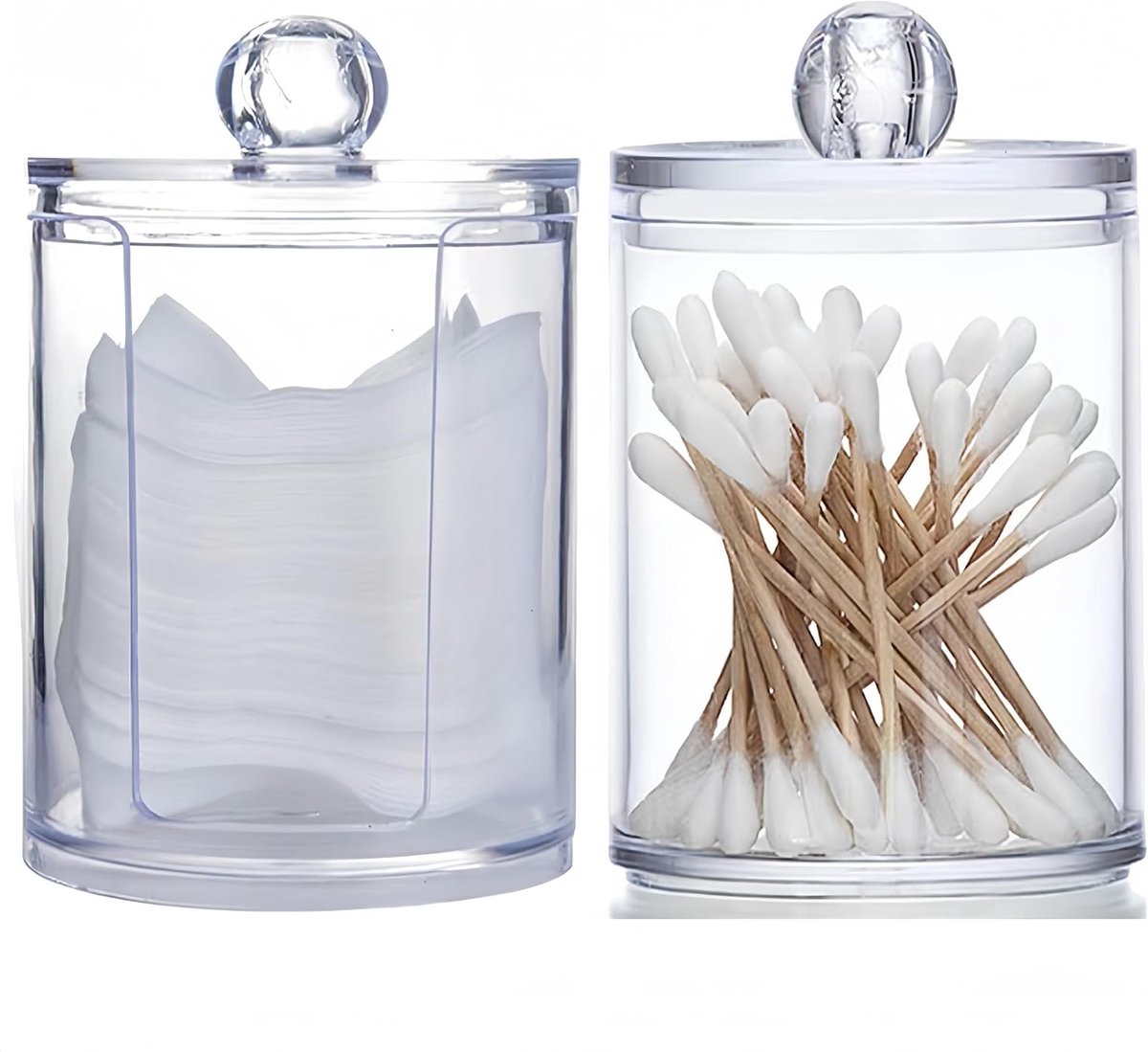 Duurzame en stofdichte houder voor wattenstaafjes en wattenpads, ideaal voor cosmetica en make-up, perfect voor badkamer en make-up tafel
