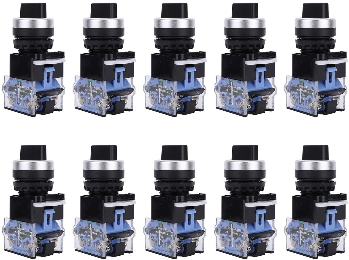 Solidchoice - Dailygoody - 10pcs selector switch - Zelfvergrendeling - Hoogwaardige kwaliteit - Zwart - Rotatieschakelaar - Veiligheid en betrouwbaarheid - Geschikt