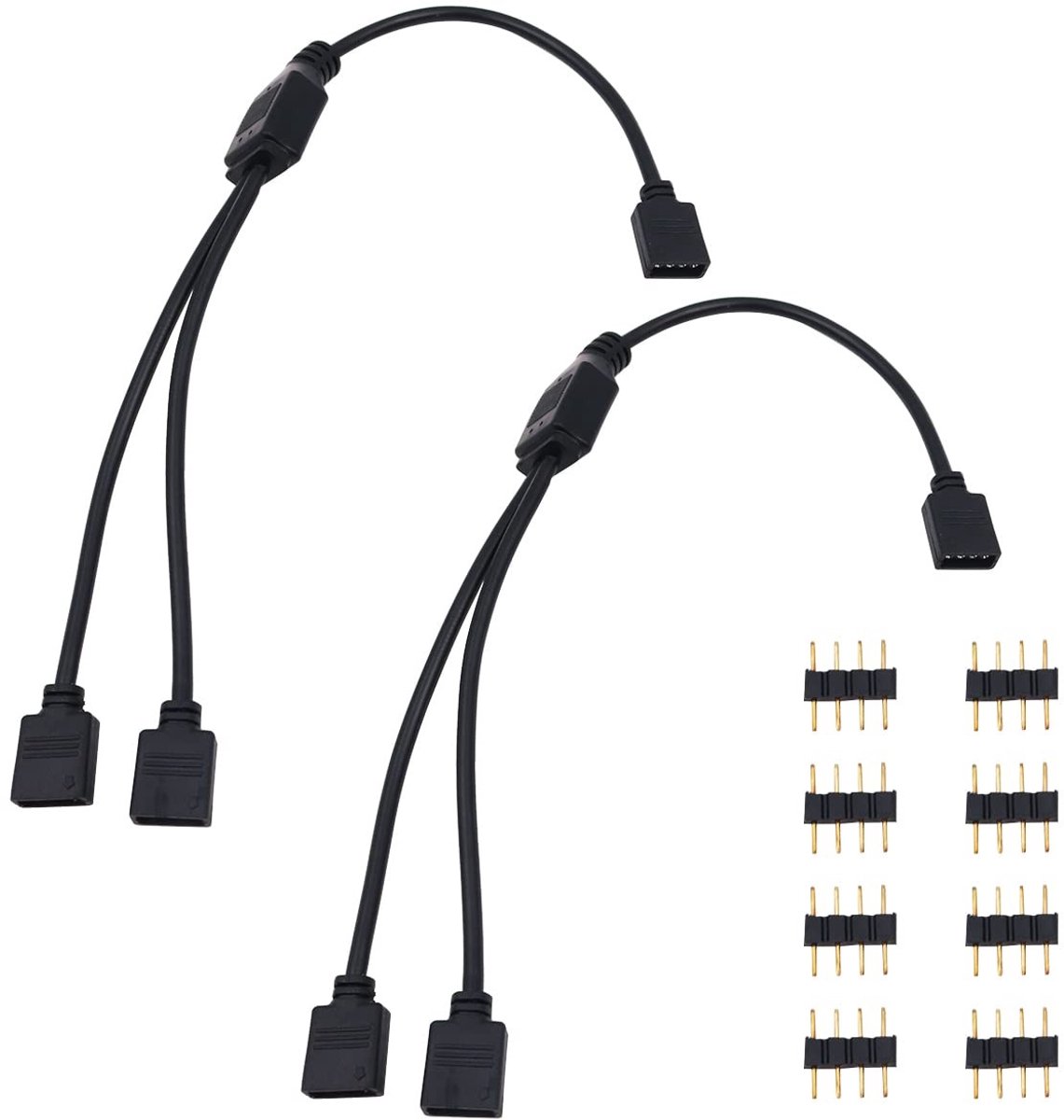 Dailygoods - Dailygoody - LED Strip Splitter Kabel - 1 tot 2 Poorten - Zwart - RGB Connector - Voor RGB LED Strips - Geschikt voor 5050 3528 2835