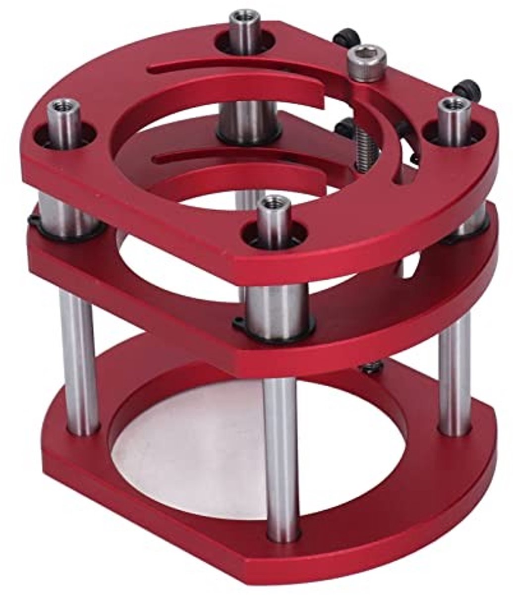 Dailygoods - Dailygoody - Router Lift Basis - Houtbewerking - 4 Jaw Clamping - Rood - DIY Tools - Elektrisch met snoer - Geschikt voor 64-66mm diameter motoren