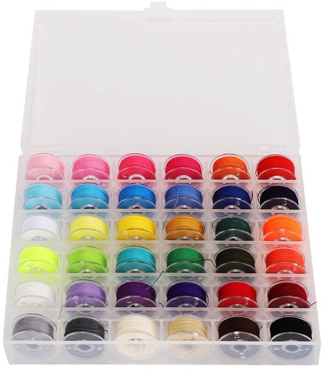 Dailygoods - Dailygoody - Naaigaren - Creatieve Ambachten - Eenvoudig in Gebruik - 36 Kleuren - Kwaliteits Spoelen - Geschikt voor Naaimachines - Transparante Spoe