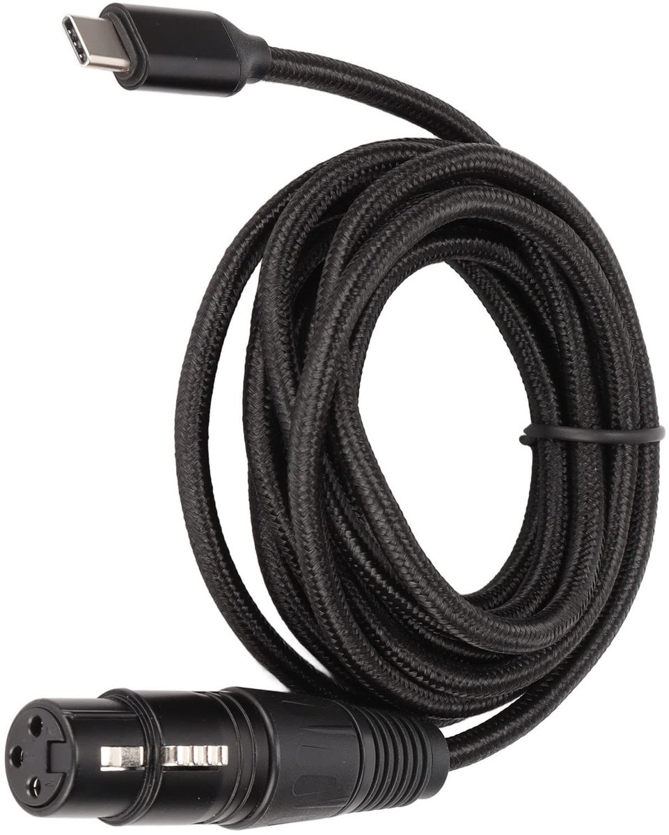 Dailygoods - Dailygoody - Microfoon Adapter Kabel - naar USB-C - 2 meter - Geschikt voor Smartphones, Tablets en Laptops