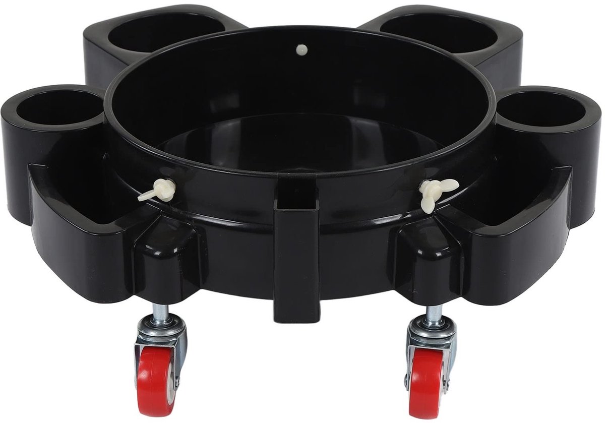 Dailygoods - Dailygoody - Rolling Bucket Dolly - Multifunctionele Rollend Dolly - Zwart - Autodetailing - Geschikt voor diverse toepassingen - 5 Zwenkwielen