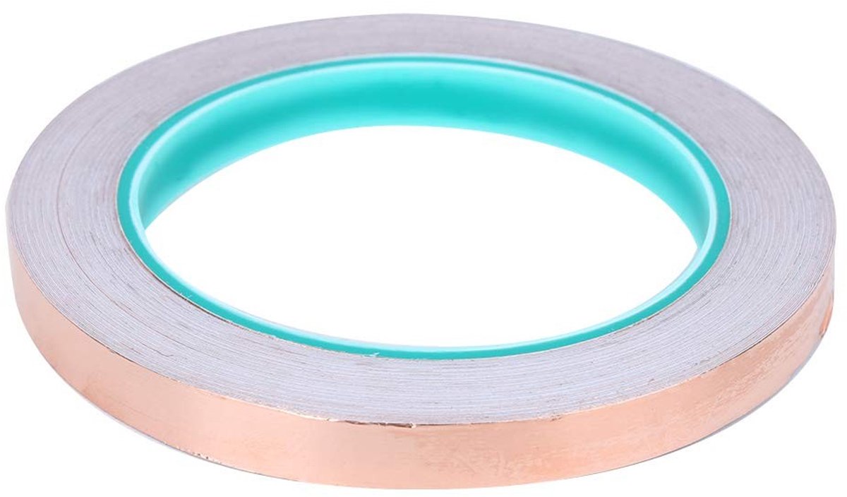 Dailygoods - Dailygoody - Koperfolie Tape - Dubbelzijdig Geleidende Plakband - 10mmx20m - Elektromagnetische Afscherming - Hittebestendig - Chemische Weerstand