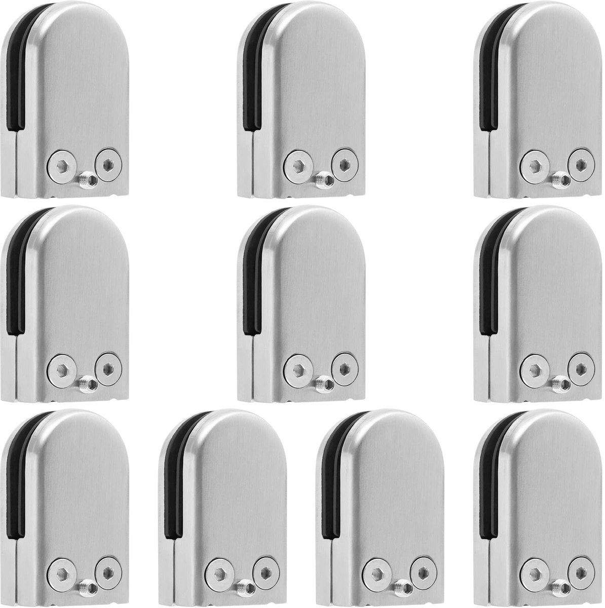 Dailygoods - Dailygoody - Glazen klemmen - Roestvrijstalen beugels - Voor balustrade en leuning - Zilver - Glazen clips grip - Geschikt voor trap en raam - 10 stuks