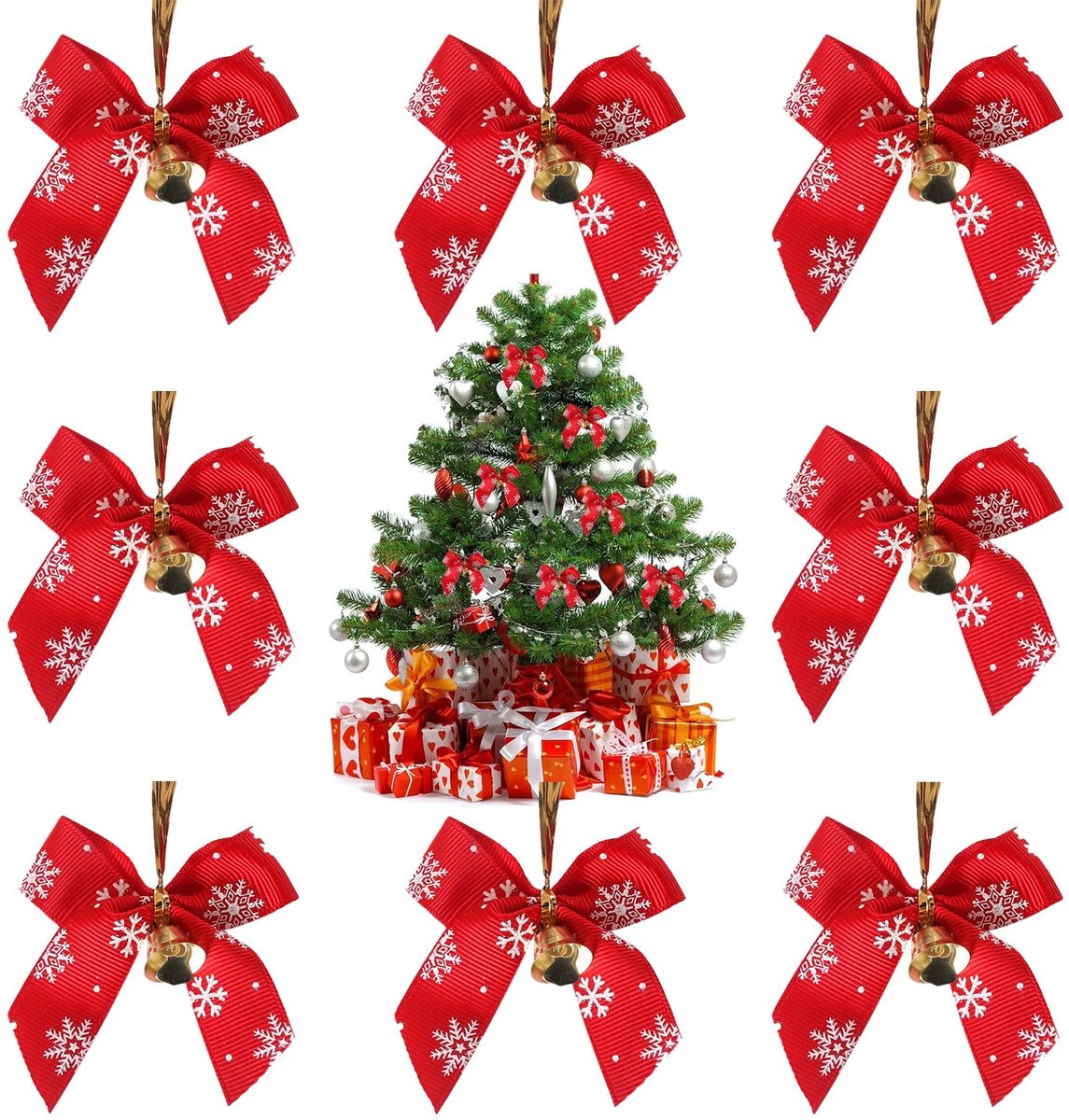 Dailygoody - Kerststrikken - Kerstversieringen - Feestelijke decoratie - Rood - Geschenkdoosdecoraties - 50 stuks voor kerstboom - Perfect voor de fee...
