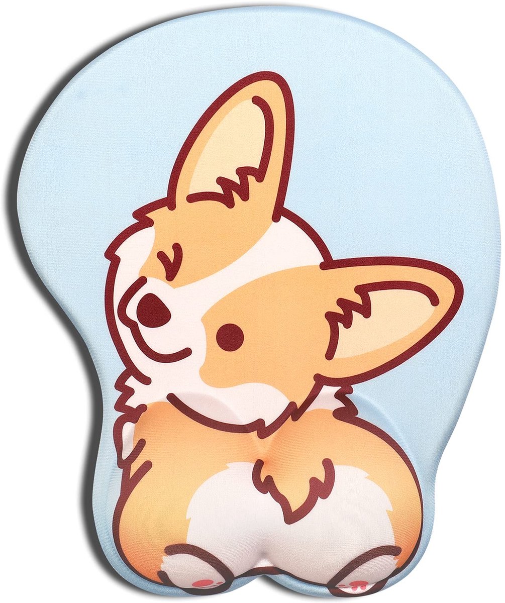 Dailygoody - Muismat met gelkussen - Corgi motief - Schattig en functioneel - Antislip basis - Perfect voor thuis en op kantoor - 3D ontwerp - 26,5 x