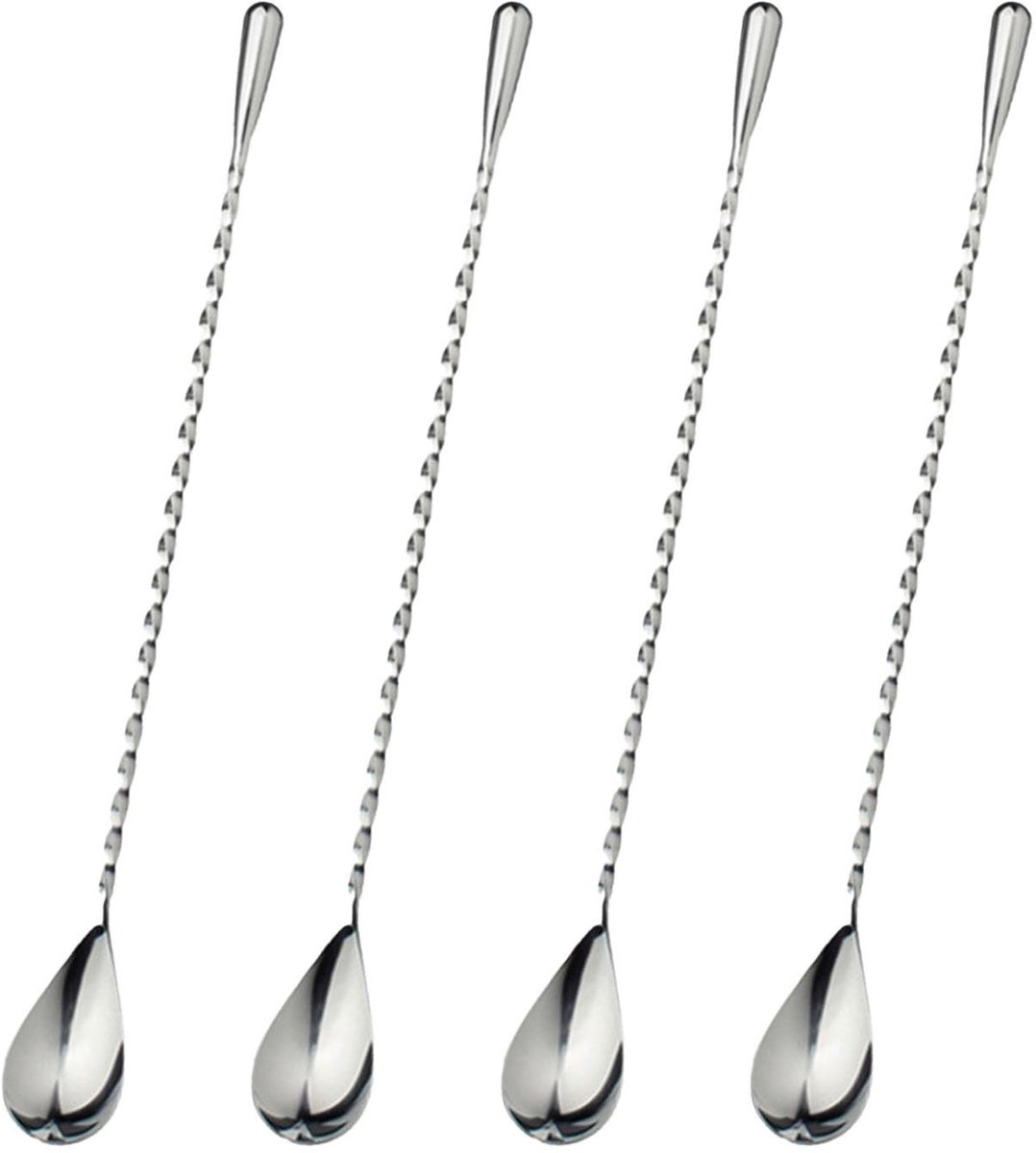Dailygoody - Lange Lepels - Cocktail Lepels - 30 cm - Roestvrij Staal - Barlepels - Geschikt voor Bar en Keuken