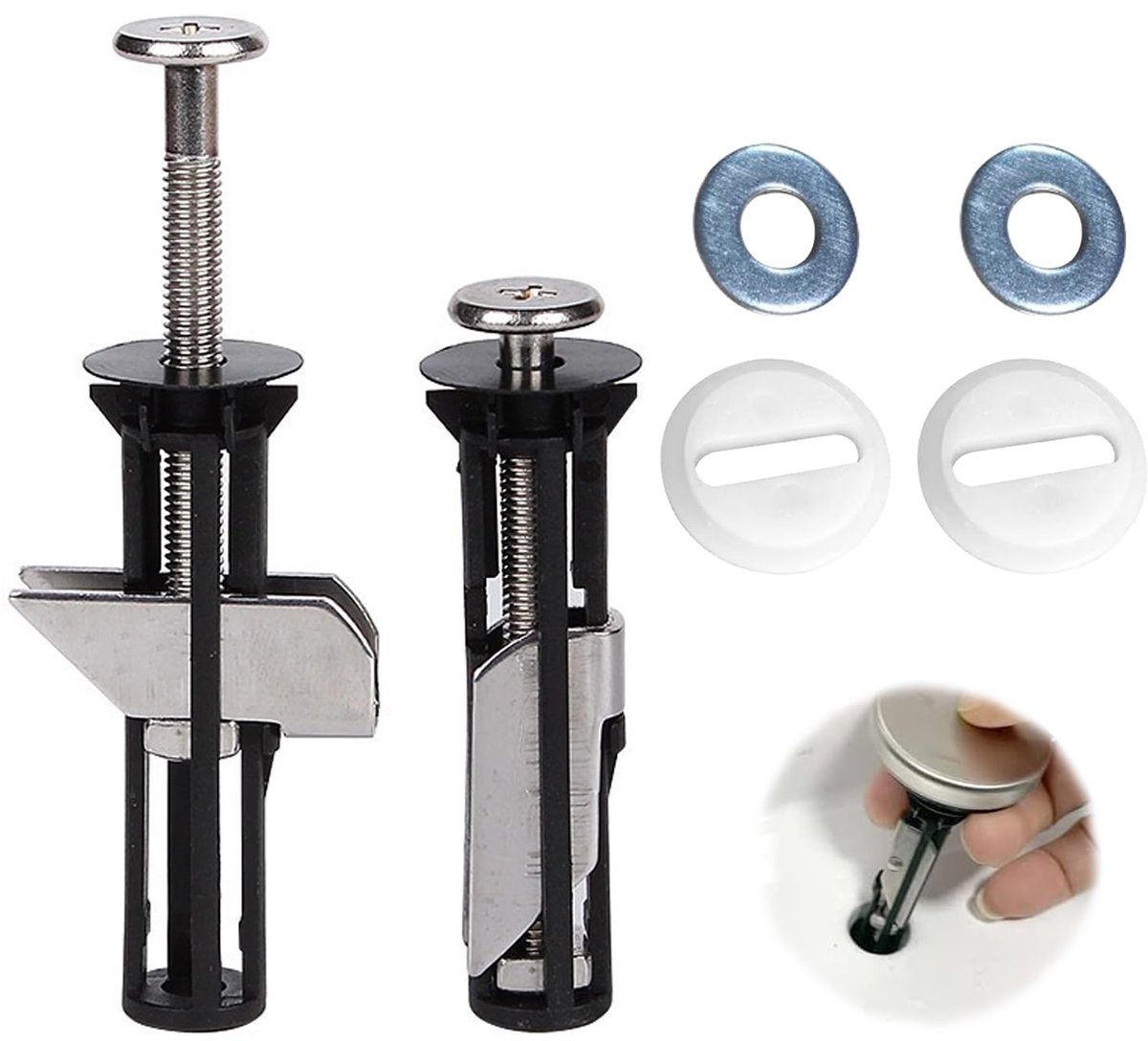 Dailygoody - Toiletbril boutset - Roestvrij staal - Universeel lang - D-vormig - Gemakkelijk te installeren - Geschikt voor de meeste stoelen - Z