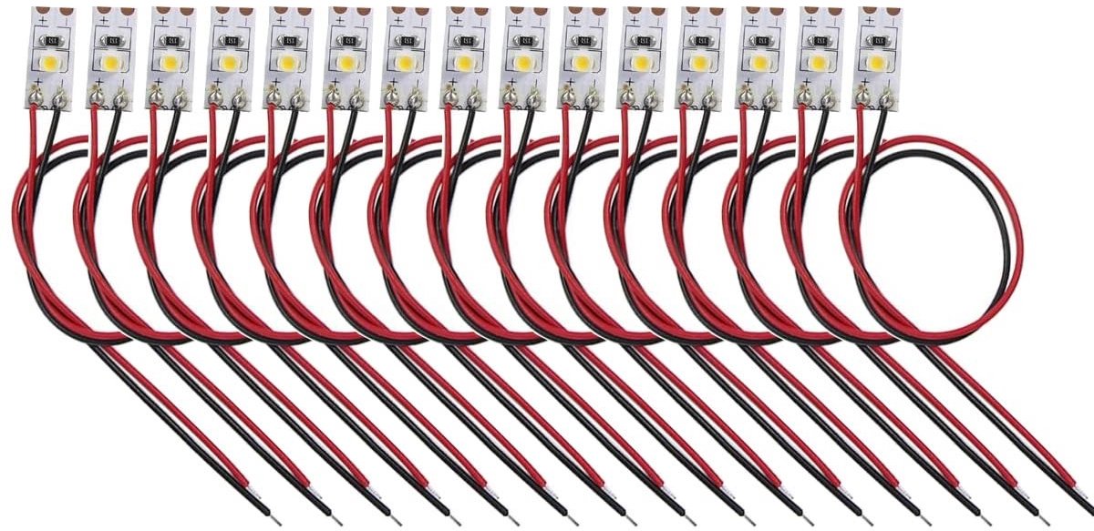 Dailygoods - Dailygoody - Voorbekabelde LEDstrips - Warmwit - Zelfklevend - 12V - 15 stuks - Perfect voor bouwontwerpen en sfeerverlichting