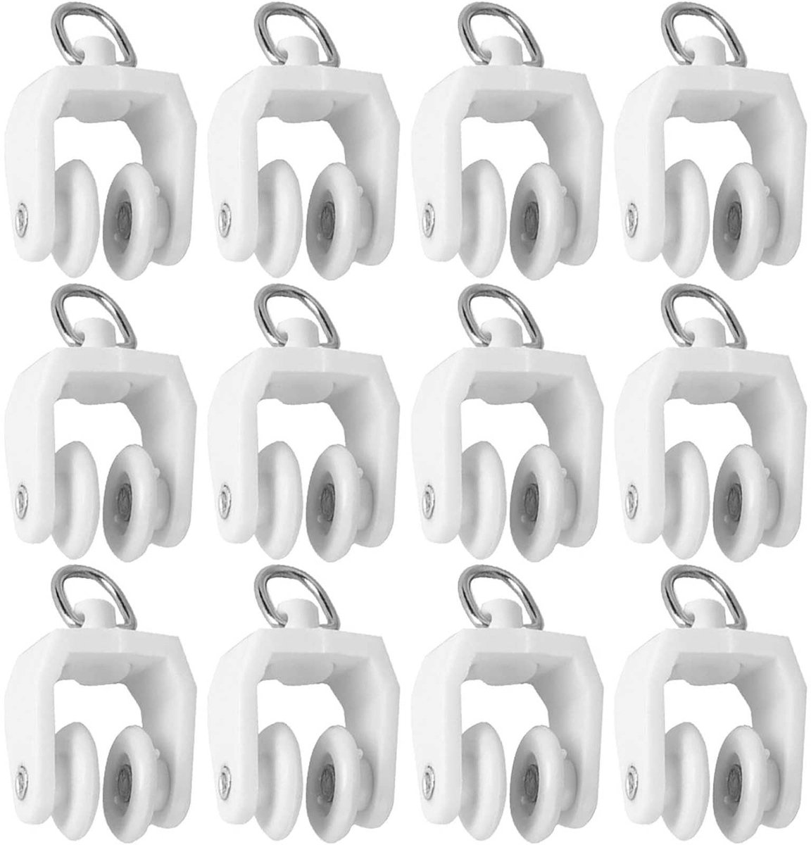 Dailygoods - Dailygoody - Twin Wheeled Gordijn Rollers - Stille Gordijn Rail Katrol - 50 Stuks - Wit - Duurzaam en Licht - Perfect voor Plafond Track - Ideaal voor