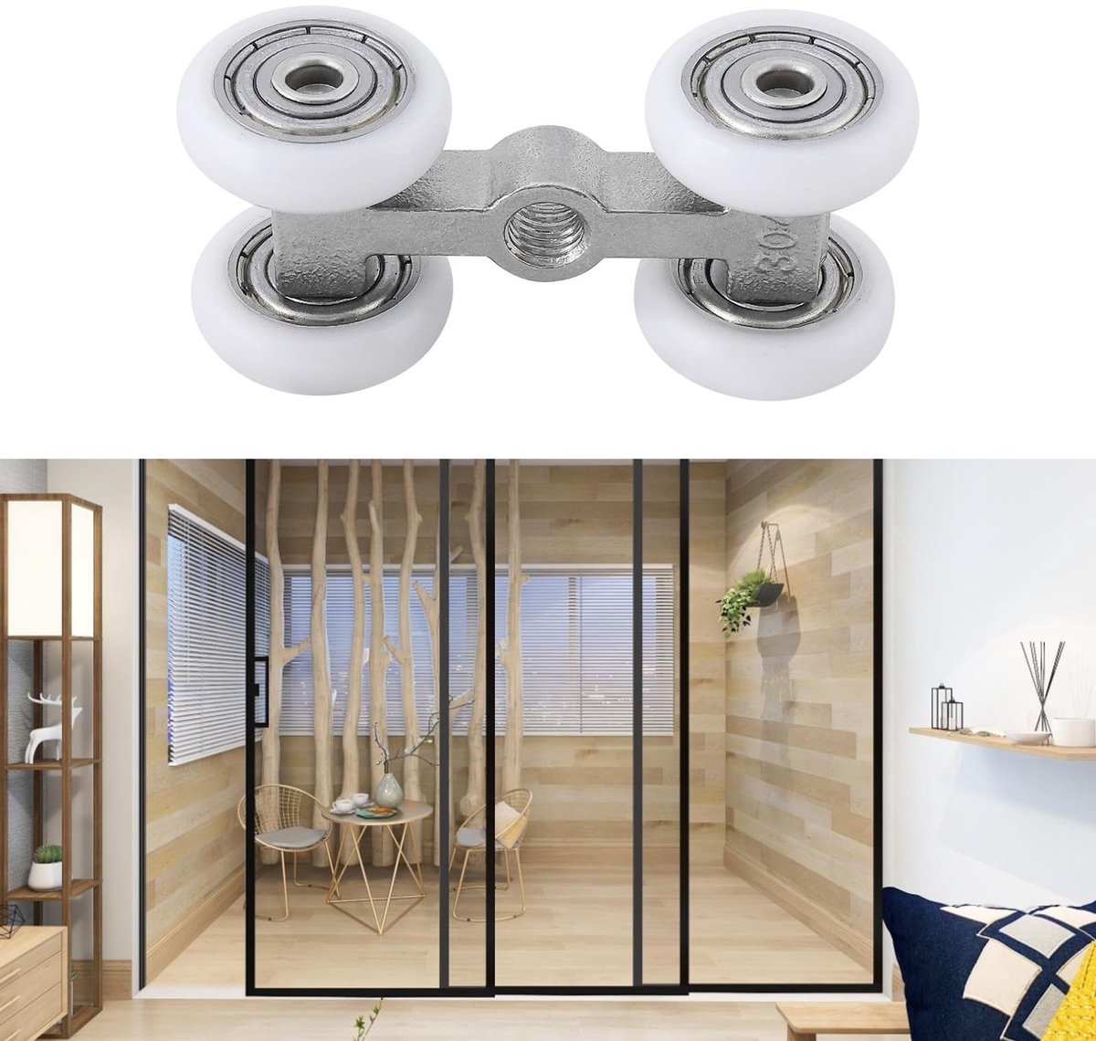 Dailygoods - Set van 2 Schuifdeur Rollers van Roestvrij Staal