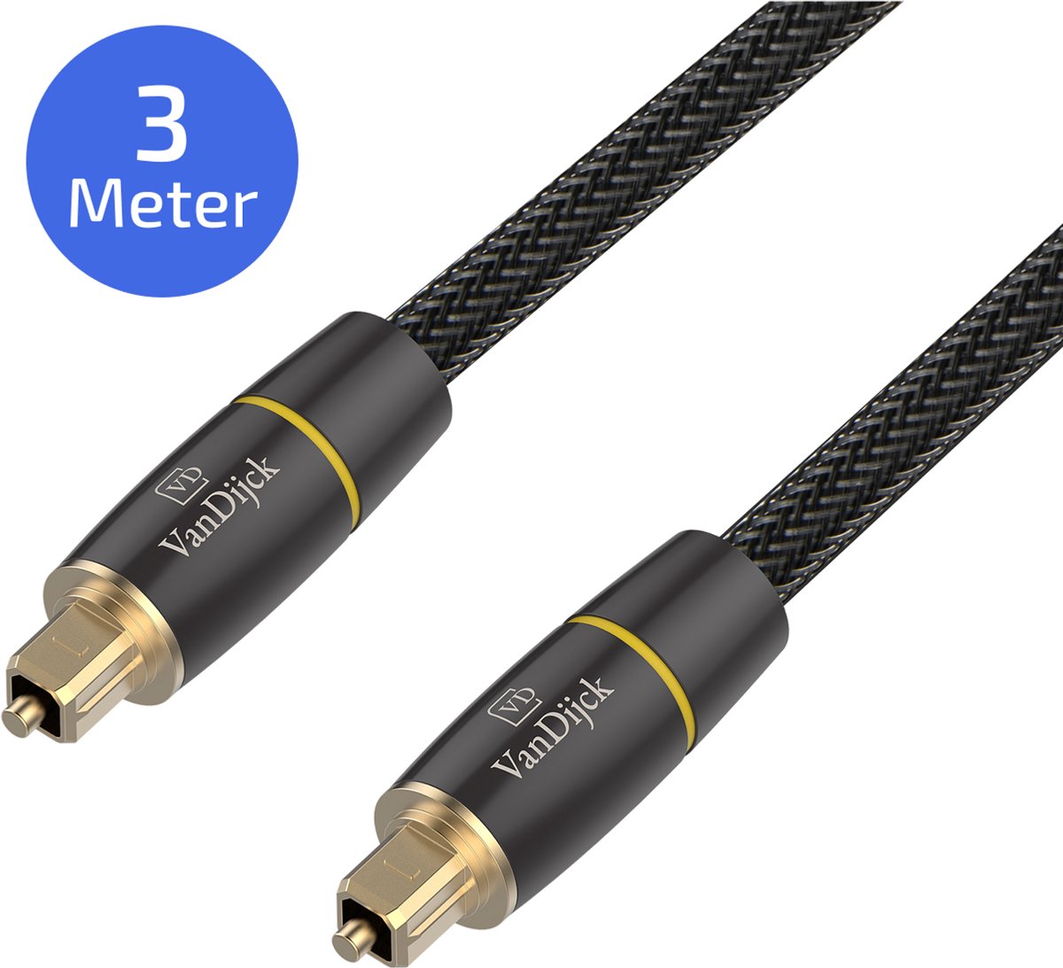VanDijck Toslink Optische Kabel - Soundbar - 3 meter - Metallic