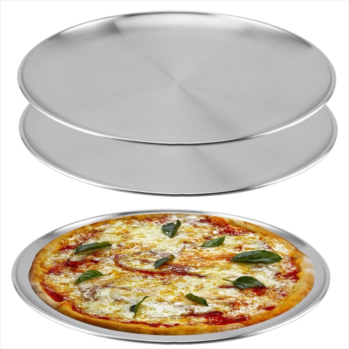 Dailygoods - Dailygoody - Pizzaplaat - Camping borden - Antiaanbaklaag - Ronde vorm - Metalen pizzabakplaat - 3 stuks - 26 cm