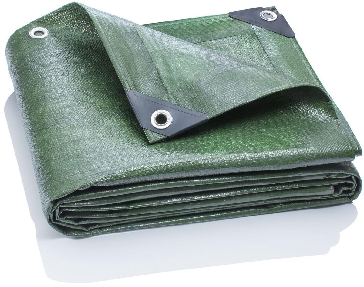 Dailygoods - Dailygoody - Afdekzeil - Bescherming tegen regen - Groen - Zeildoek 1,5x6m - Geschikt voor tuin en kamperen - 140g/m²