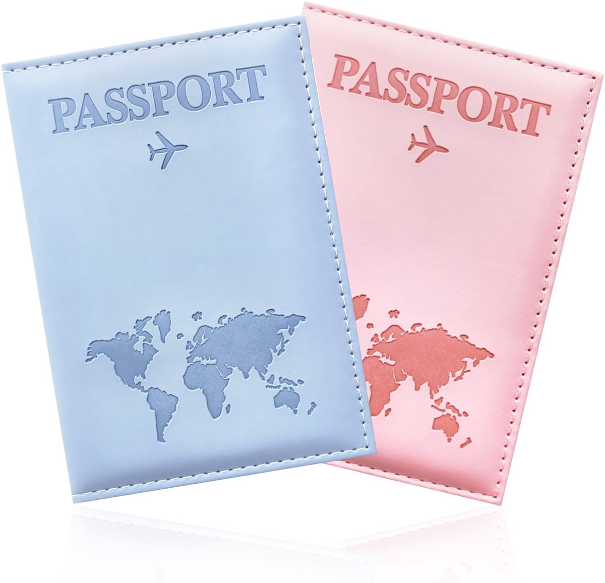 Dailygoods - Dailygoody - Paspoorthouder - PU Leren Paspoorthoes - Lichtgewicht en Slank - Roze en Lichtblauw - Reisportemonnee voor Paspoort en Kaarten - Per