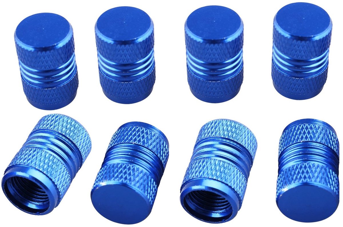 Dailygoods - Dailygoody - Aluminium Stofkap Auto Wiel Bandenkappen - Universele Ventieldoppen - Duurzaam en Handig - Blauw - Auto Accessoires - Bescherming voor Ba
