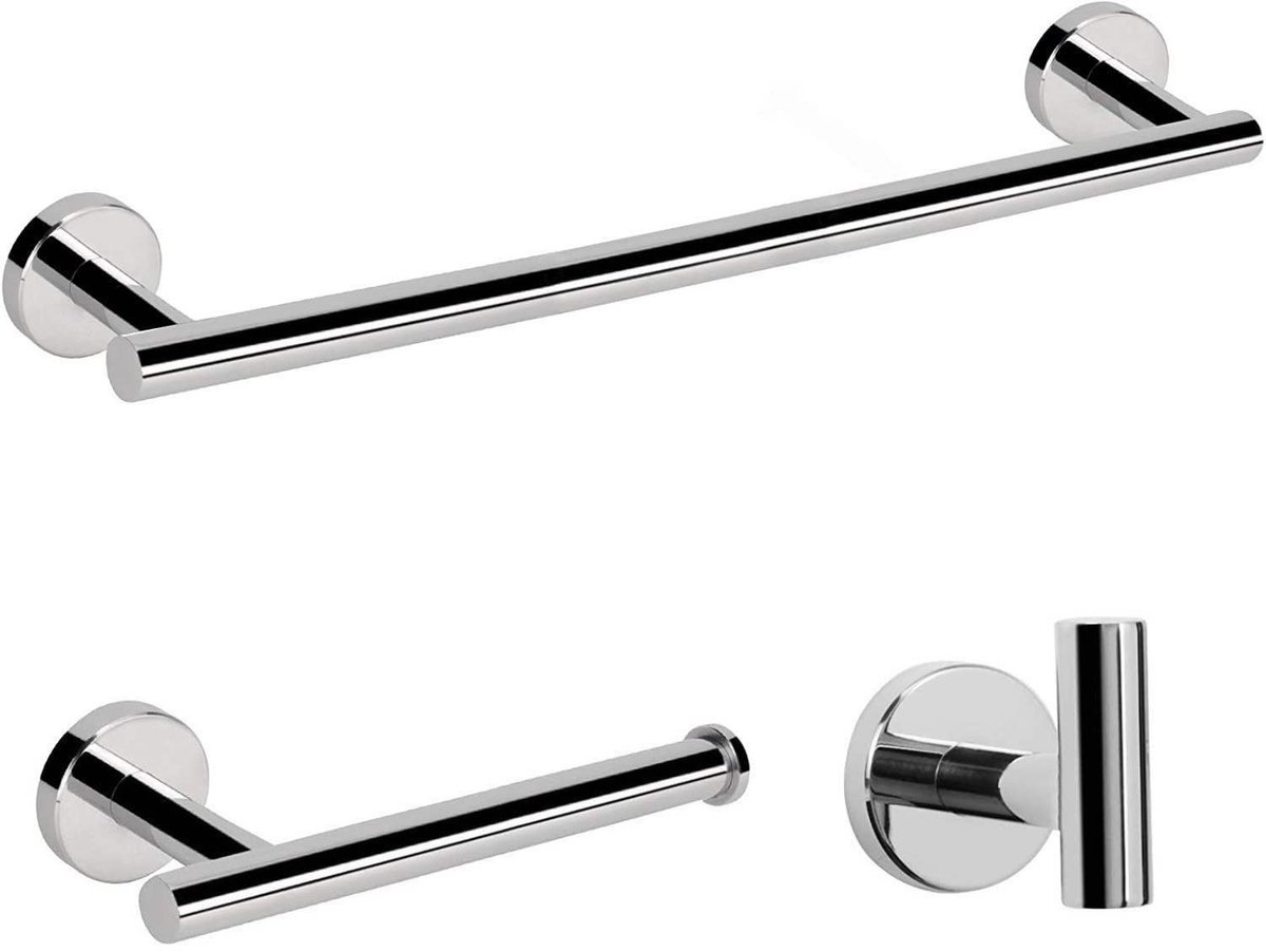 Dailygoods - Dailygoody - Handdoekenrek Set - Badkameraccessoires - Roestvrij staal - Toiletpapierhouder - Wandmontage - Handdoekrails - Geschikt voor elke badkamer