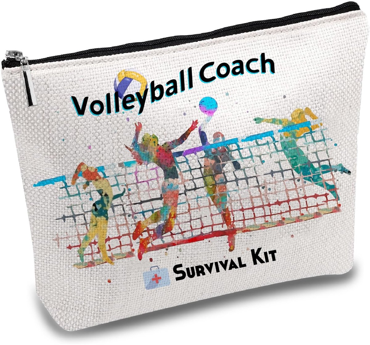 Dailygoods - Dailygoody - Volleybal Coach Overlevingsset - Multifunctionele Toilettas - Canvas Make-up Tas - Sportliefhebbers - Geschikt voor Leraars - 25 x 18 x 1