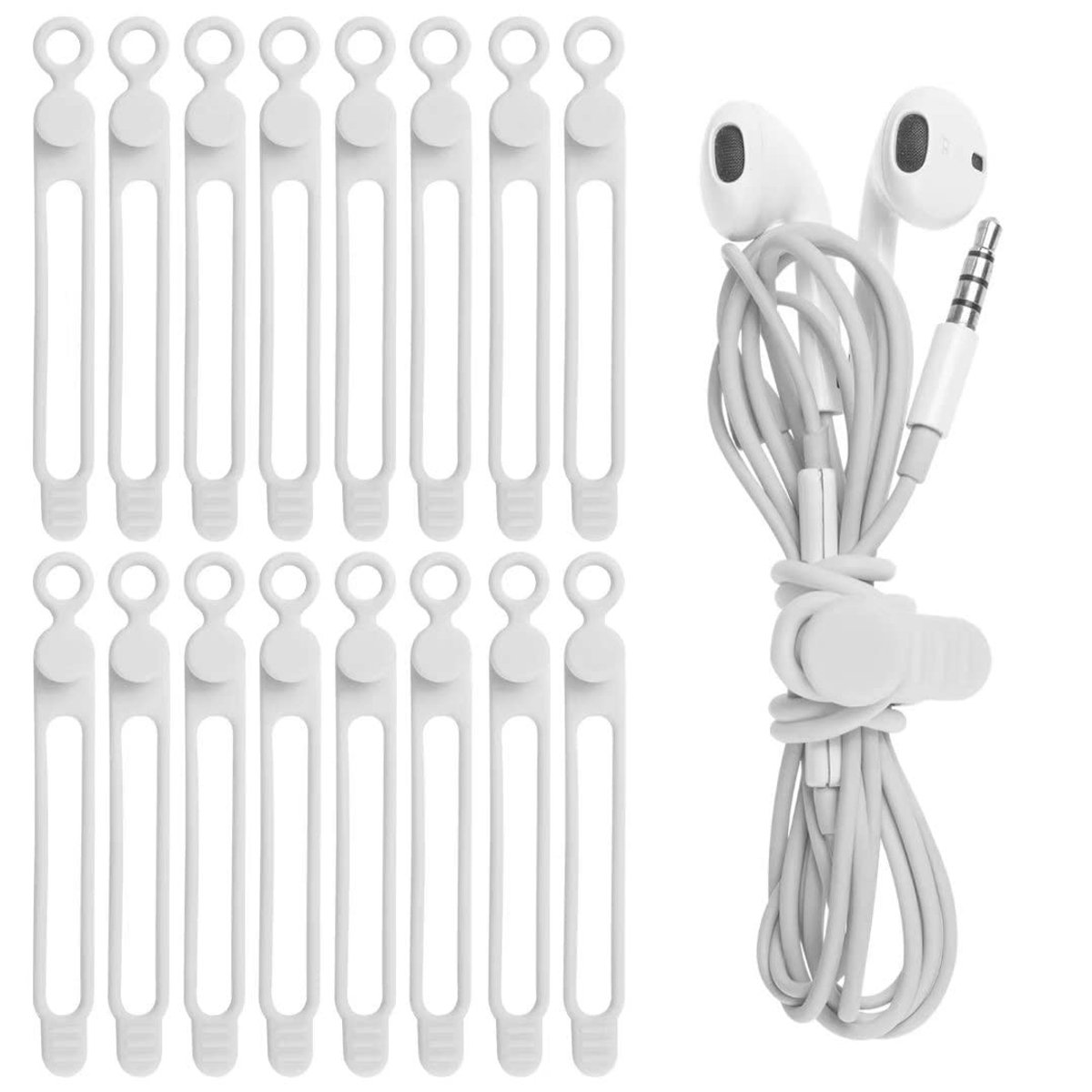 Dailygoods - Cosensi - Dailygoody - Silicone Kabelbinders - Kabel Organizer - Herbruikbaar - Wit - Oplossing voor Kabels - Geschikt voor Thuis, Kantoor, Keuken, School