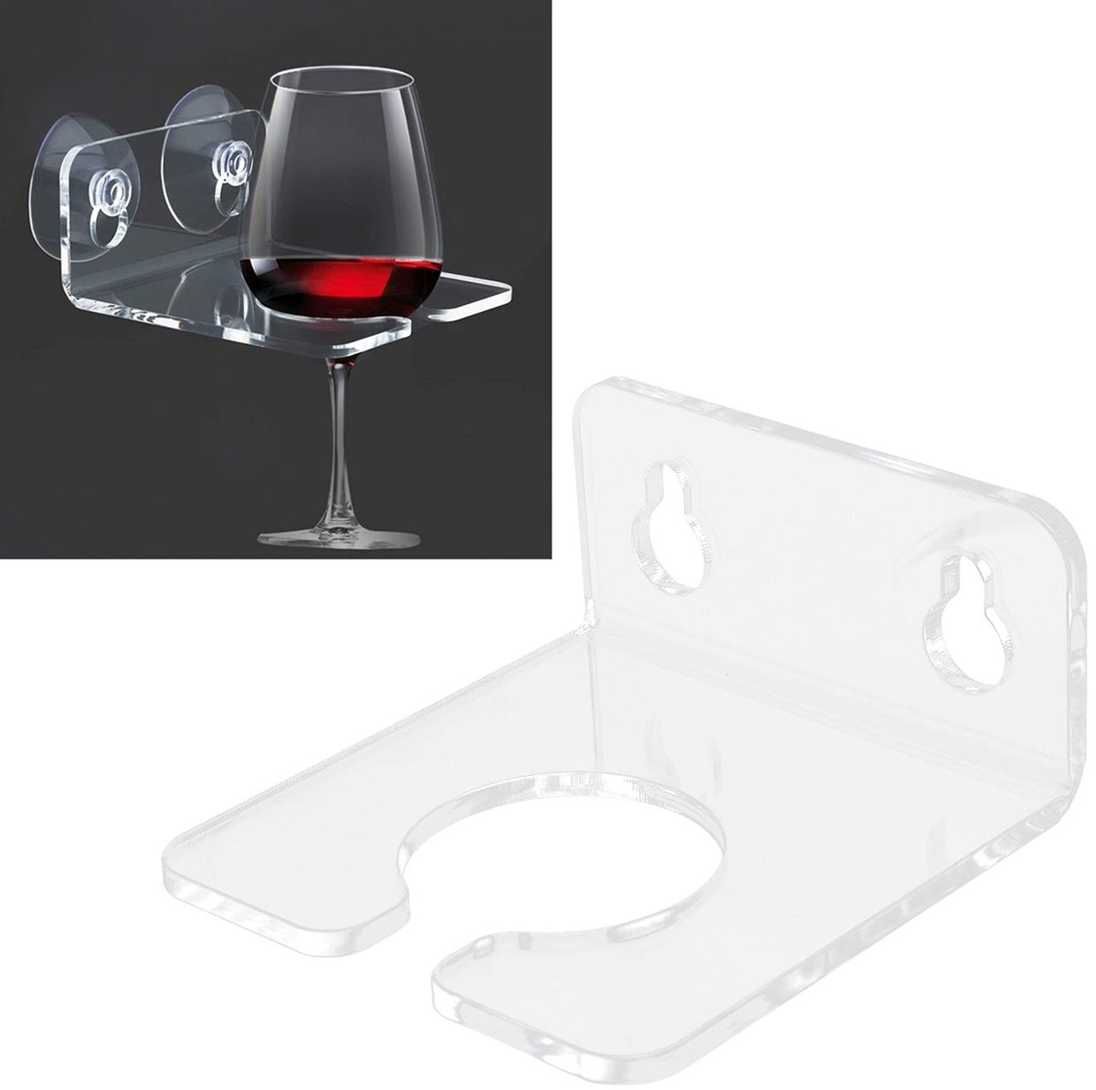 Dailygoods - Dailygoody - Wijnglashouder - Badkameraccessoire - Draagbaar en praktisch - Transparant acryl - Douche en keuken - Ideaal voor wijnliefhebbers - Makke
