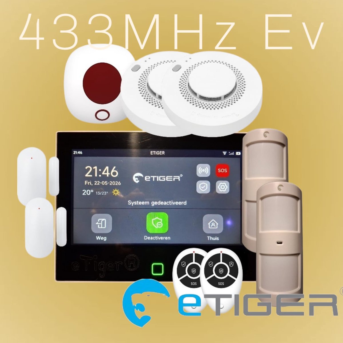 eTiger® XL7 Starter Set 3 de Alarmcentrale werkt samen met Smart Home producten, Google, Alexa ed. Smart Life zorgt ervoor dat u uw huis onder controle heeft.