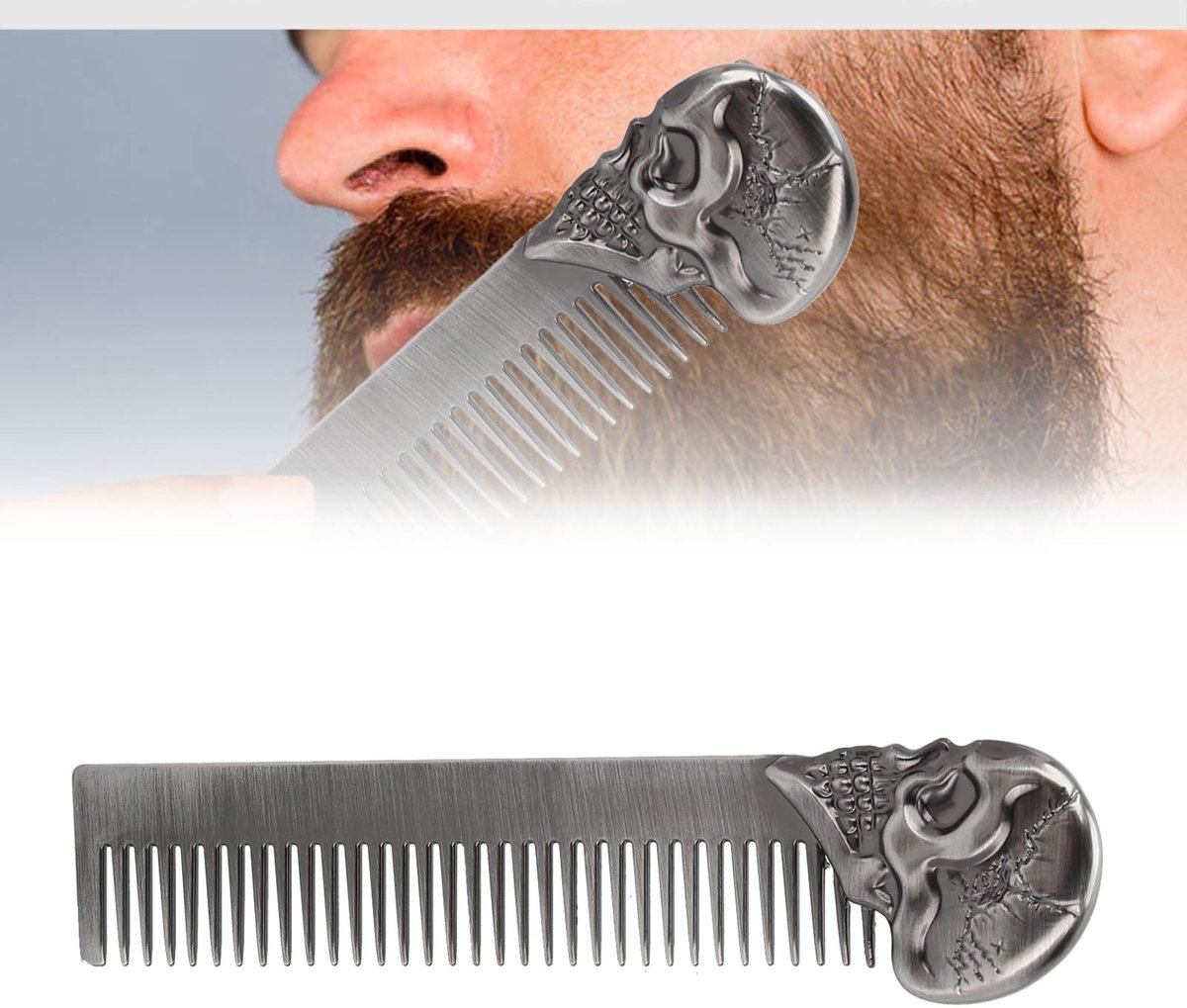 Dailygoods - Dailygoody - Haarkam - Haarstylingtool - Draagbaar - Zinklegering - Baardkam - Geschikt voor mannen - Zilver
