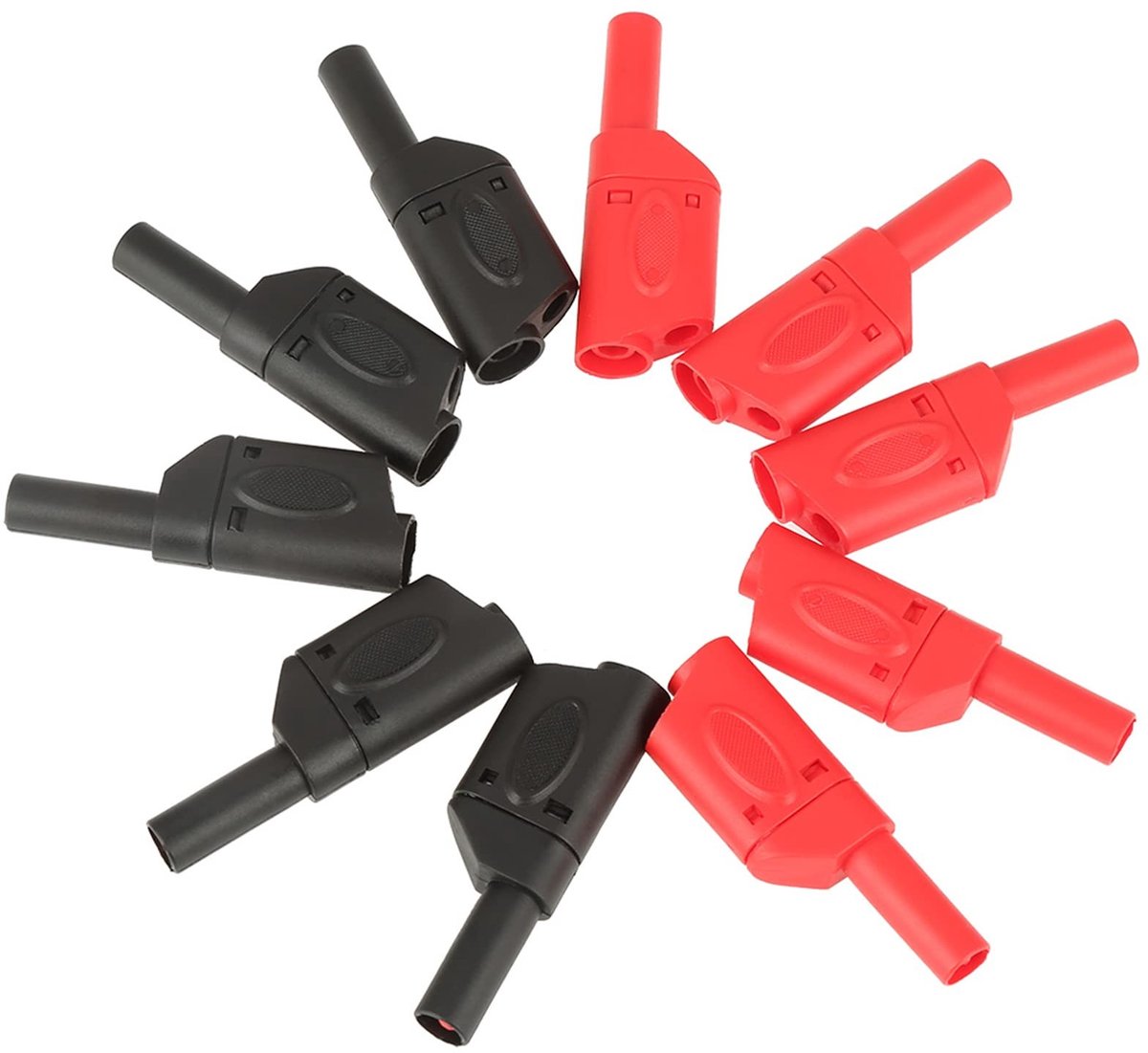 Dailygoods - Dailygoody - Banana Plug Set - Stapelbare 10 Stuks - Geschikt voor Elektrische Testen - Kleur Rood en Zwart - Hoogwaardige Kwaliteit - Duurzaam e