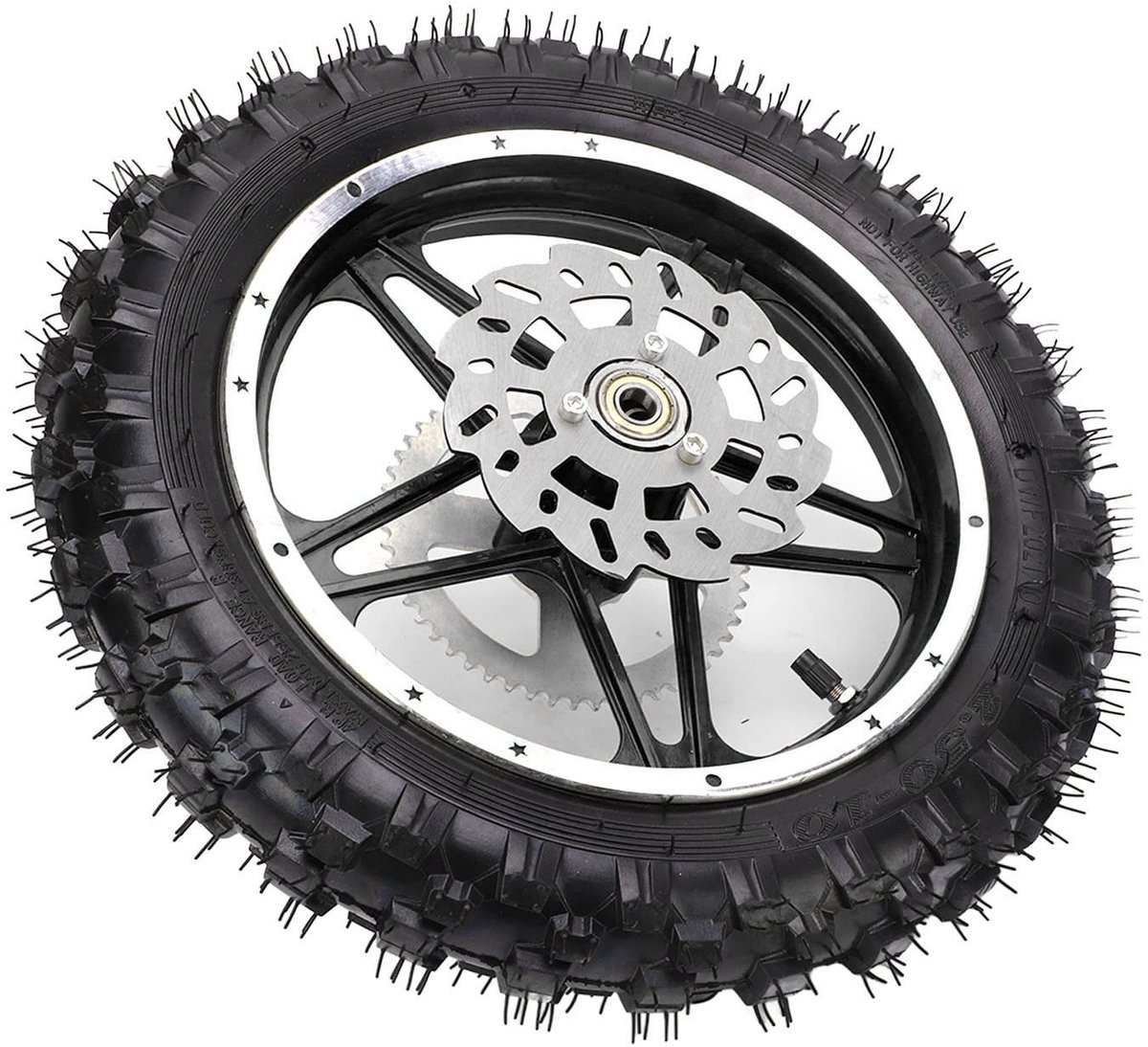Dailygoods - Dailygoody - Dirt Bike Achterwiel - 2.5-10 - Compleet met Band en Binnenband - Geschikt voor Off-road Motoren - Crossmotor Banden - Stabiel en Duurzaa...