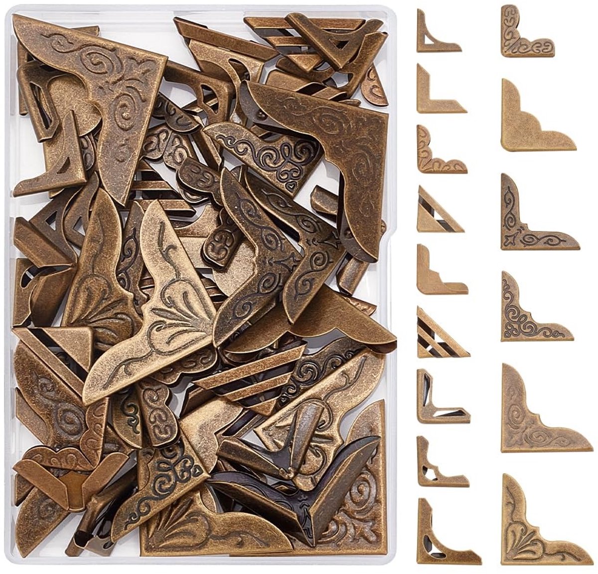 Dailygoods - Dailygoody - Hoekbeschermers - Vintage Decoratie - 60 Stuks - Antiek Brons - Meubels en Sieraden - Geschikt voor Boeken en Plakboeken