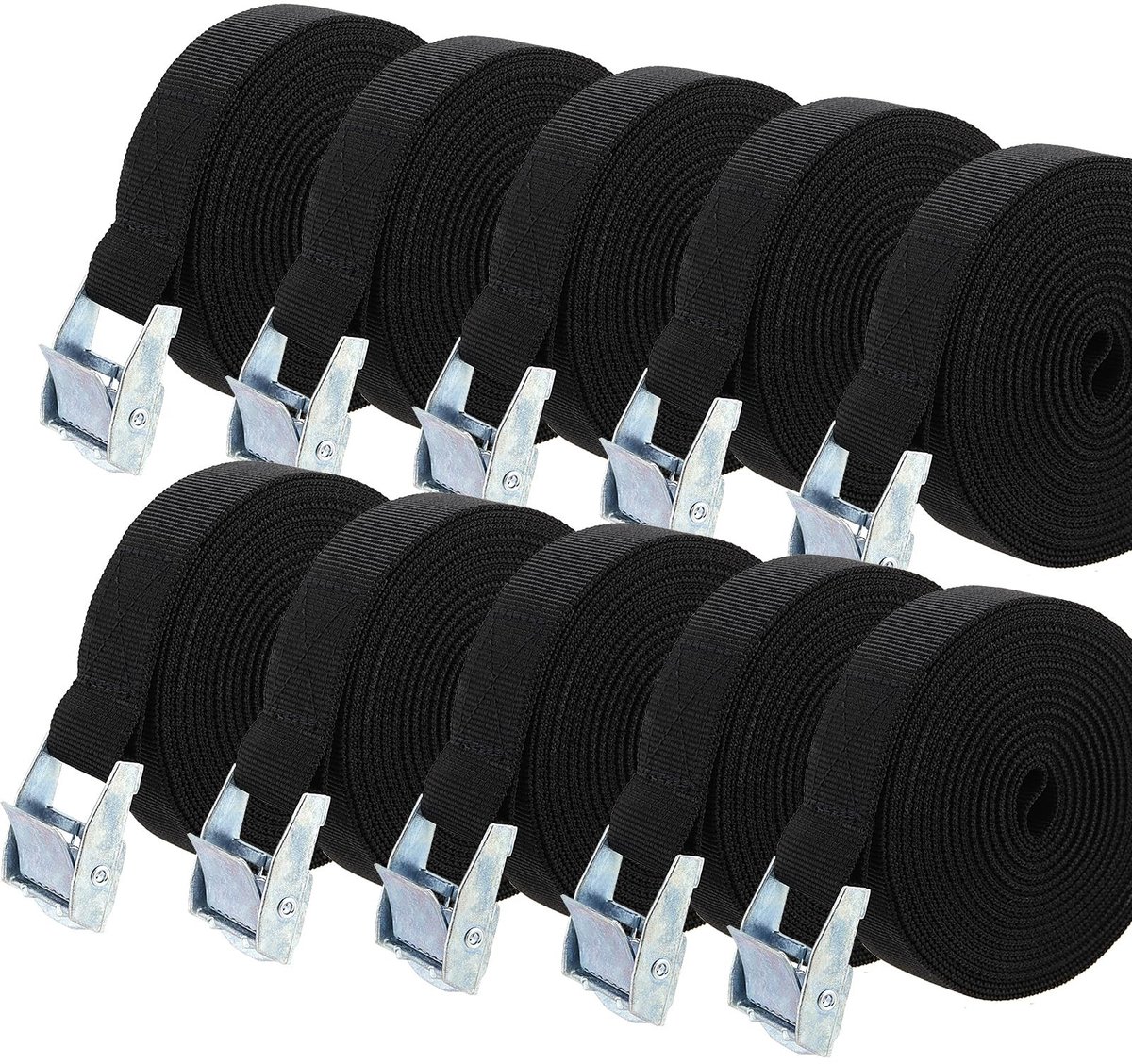 Dailygoods - Dailygoody - Spanbanden - Verstelbare Heavy Duty - Zwart - Vastbinden Riemen - Geschikt voor Fietsendrager - 3 m x 25 mm