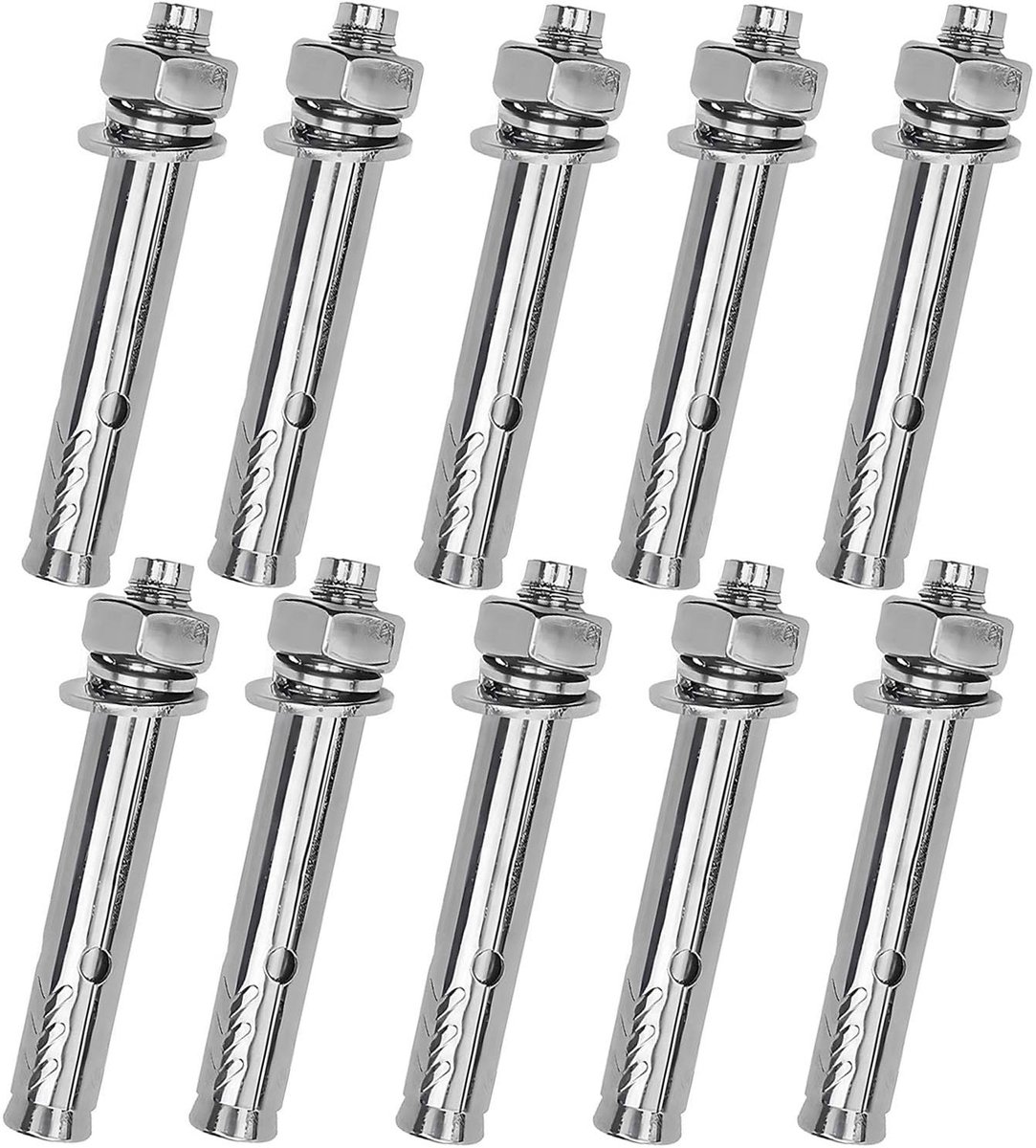 Dailygoods - Dailygoody - Expansie Schroef Bouten - Zware Bevestigingsankers - Roestvrij Staal - M8x80mm - Voor muurbevestiging - Ideaal voor zware constructi