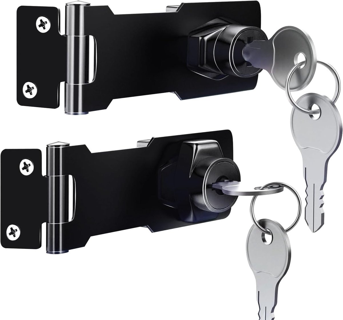Set van 2 Sleutelsloten van 3 Inch voor Kleine Deuren, Lades en Kasten - Veiligheidsslot met Sleutels en Hasp Slot Mechanisme