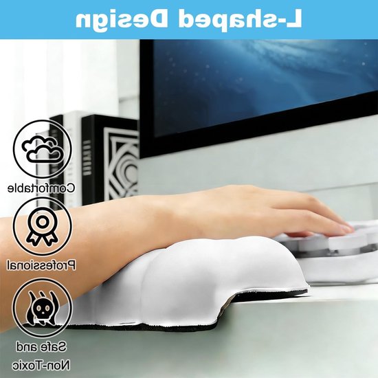 Ergonomische Polssteun Set van 2 - L-vormige Traagschuim Polssteun voor Kantoor en Gaming, Antislip en Comfortabel — afbeelding 3