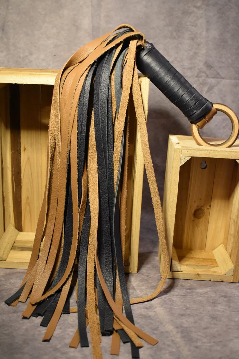 Flogger Softtail - echt leder - 36 tails – BDSM – Seks zweep – Bondage – SM flogger - bicolor, blauw handvat - Dominantie Sexspeeltjes voor Koppels - BDSM Sex Toys Vrouwen en Mannen