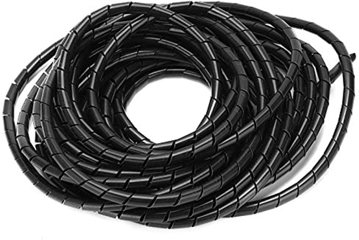 Dailygoody - Spiraaldraadwikkel - Snoerhuls Slang - Flexibel Kabelbeheer - Zwart Φ8 Mm 10 Meter - Braamvrij - Geschikt voor Computerruimte en Werkplaa