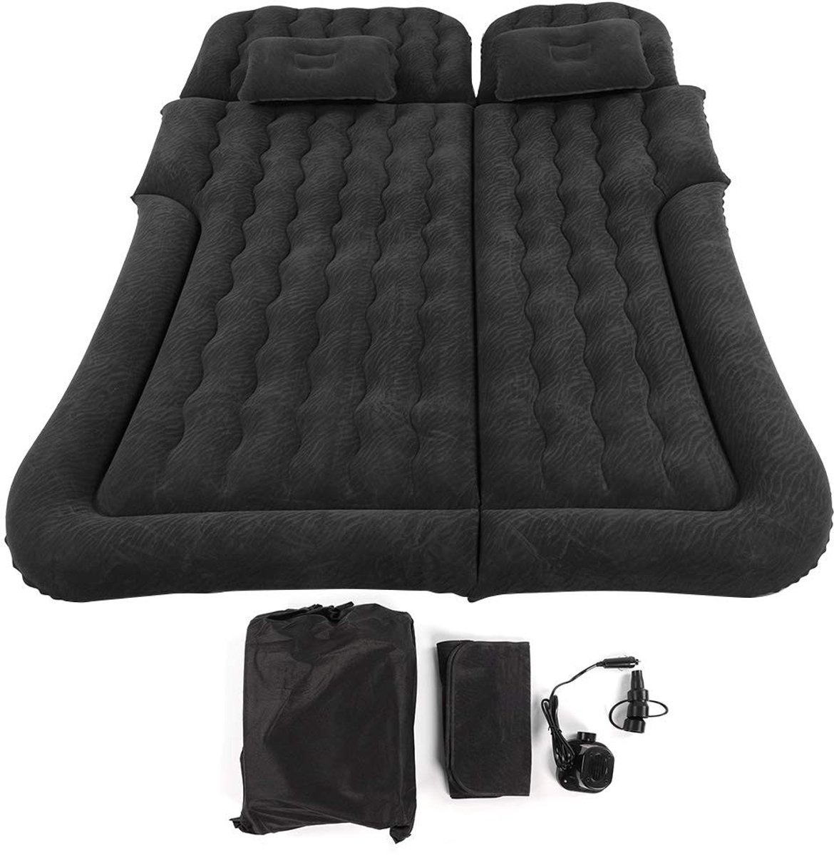 Dailygoody - Luchtbed 2 in 1 - Zelf Opblaasbare Matras - Draagbaar en Comfortabel - Zwart - Geschikt voor Auto en Camping - Ideaal voor Reizen