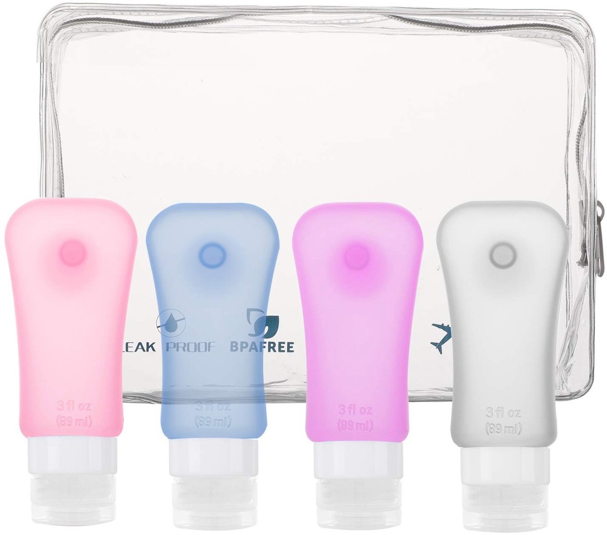 Dailygoody - Travel Bottles - Refillbare Cosmetic Containers - Lekvrij - Silicone Reisetui - Reisaccessoires - Geschikt voor Shampoo en Lotion -