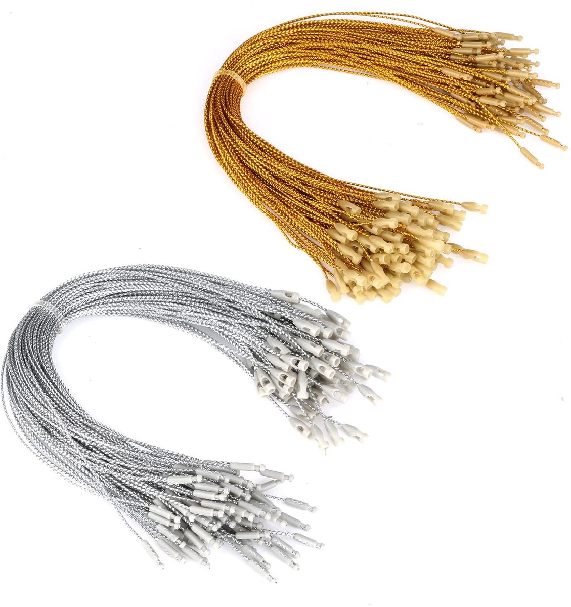 Dailygoods - Dailygoody - Snap Lock Touwen - Ornament Hangers - Goud en Zilver - Kerstdecoratie - 200 Stuks - Geschikt voor Kerstmis