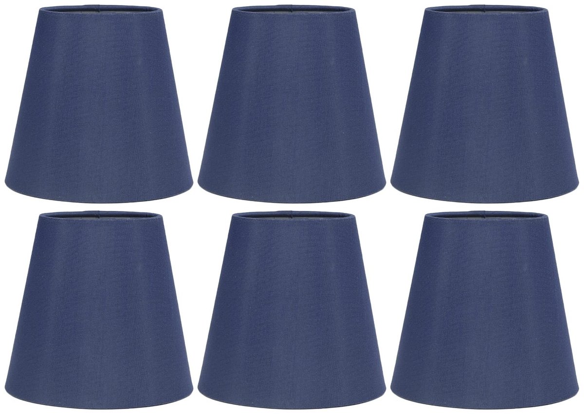 Dailygoods - Dailygoody - Kleine Lampenkap Set - Stijlvolle Tafellampenkappen - Blauw - Eenvoudig en Modern - Geschikt voor Gloeilampen - Set van 6