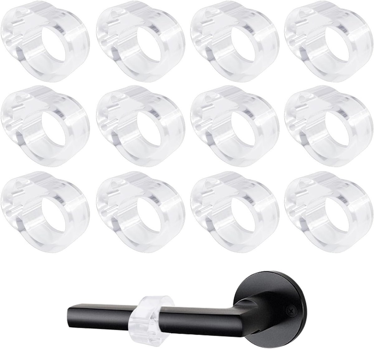 Set van 12 deurknopbuffers, Ø18mm deurstoppers, elastische dempers voor wandbescherming en deurknopbescherming, geschikt voor Ø17mm-Ø20mm, geluiddemping en schokabsorptie