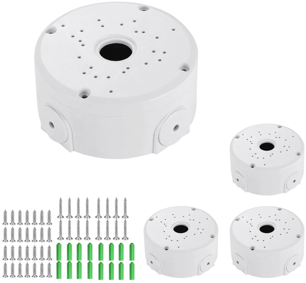 Camera Junction Box Set van 4 Stuks - Geschikt voor Beveiligingscamera's, ABS Diepe Basis voor Thuis, Kantoor en School
