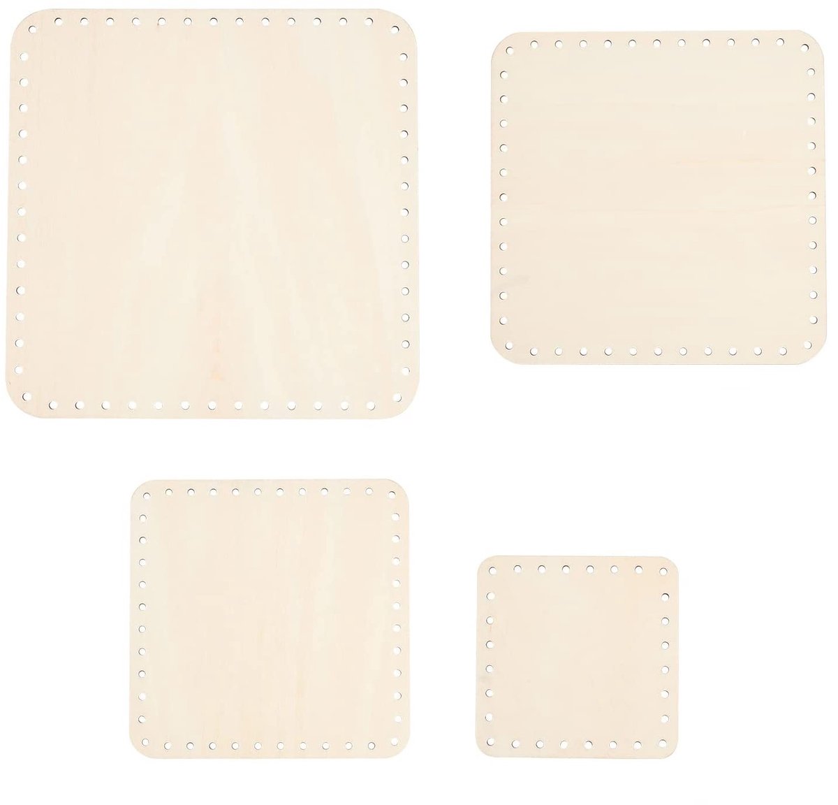 Dailygoods - Dailygoody - Mand Bodem - Houten Mand Base Set - DIY Mand Potlood Houder - 4 Stuks - 4 Maten - Natuurlijk Hout - Geschikt voor Creatieve Klussen