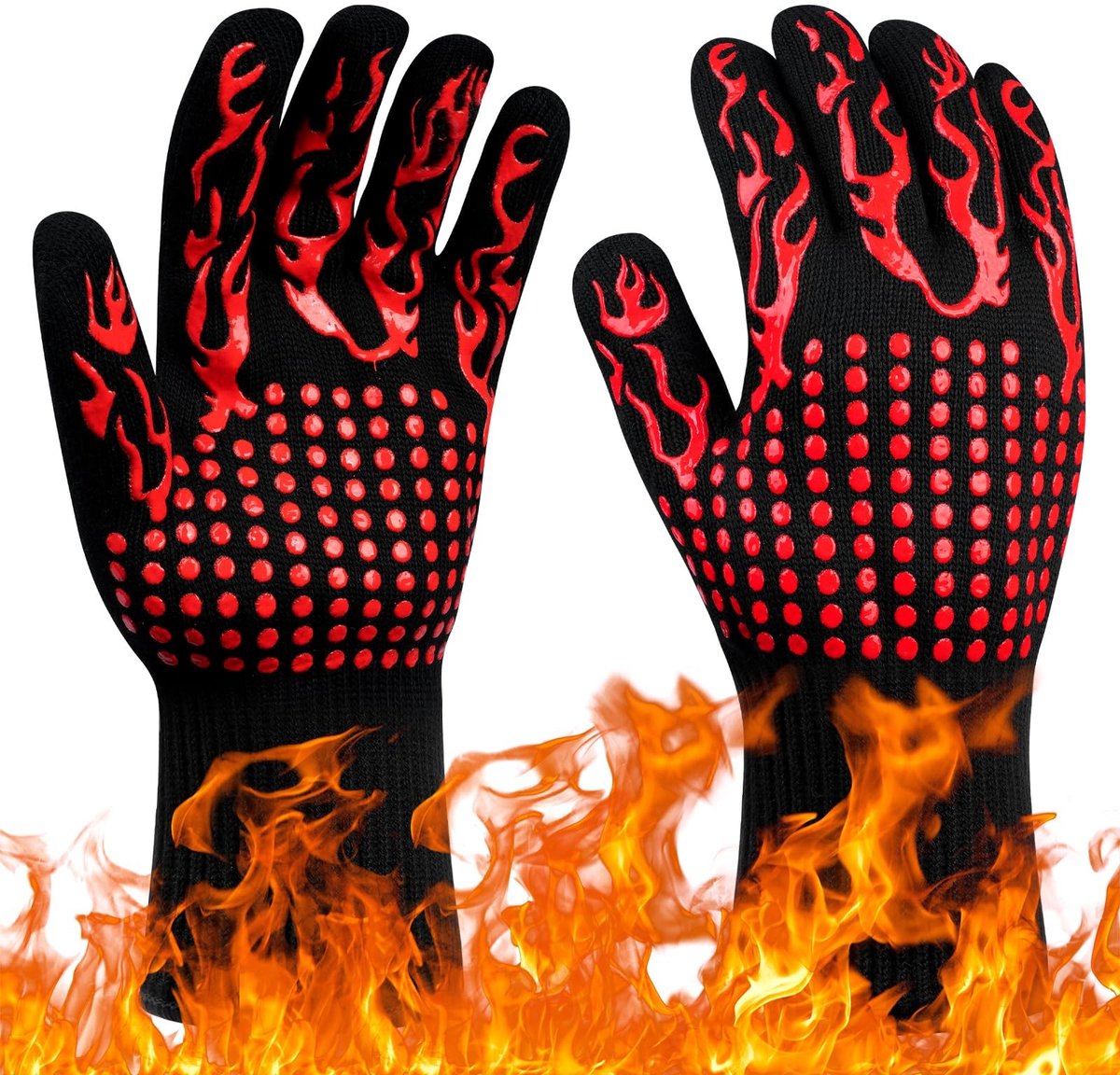 Dailygoods - Dailygoody - Grillhandschoenen - Hittebestendig - 800 °C - Rood - Brandwerend - Ideaal voor grillen en koken - Comfortabele grip