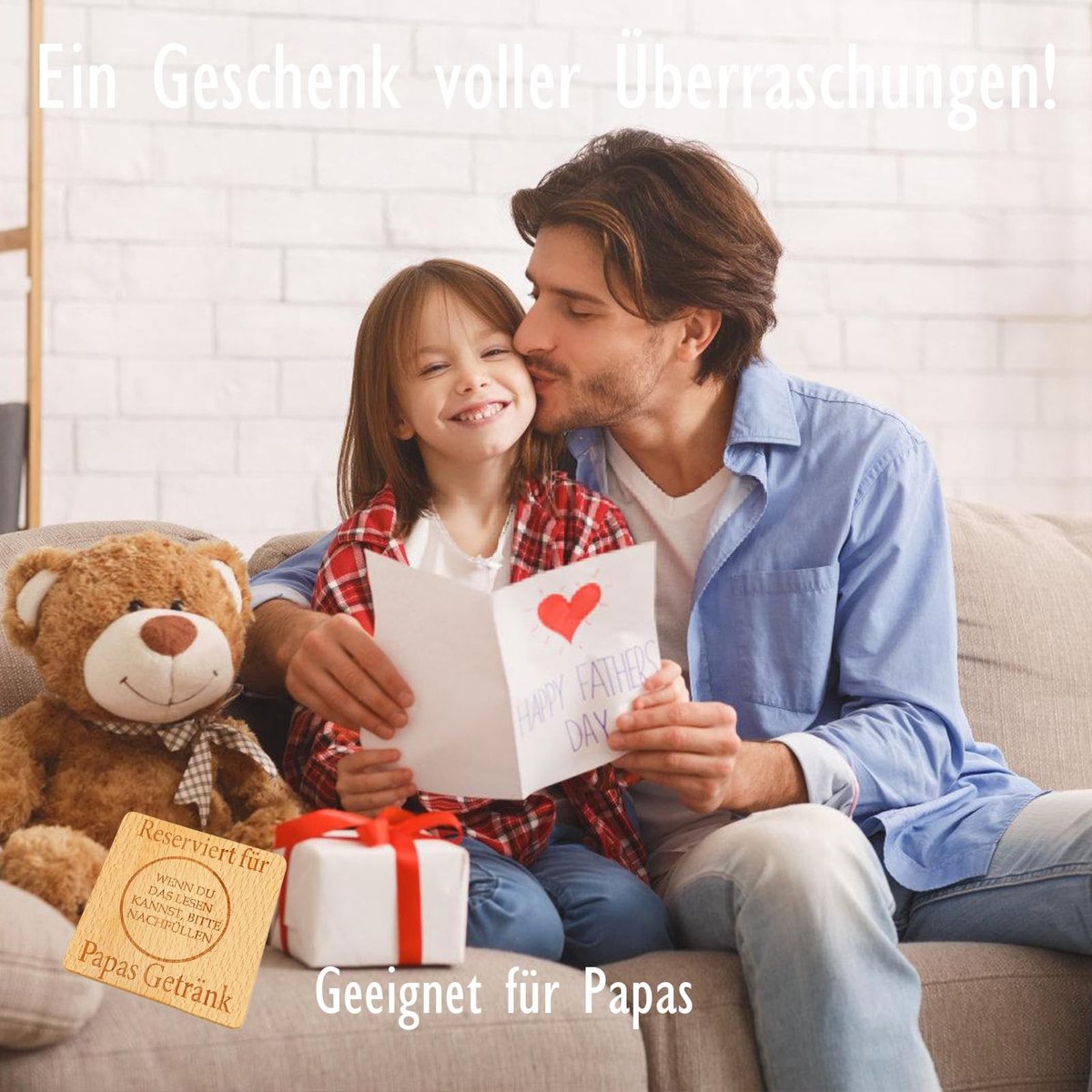 Dailygoods - Dailygoody - Onderzetter voor papa - Hittebestendig en antislip - Houten onderzetter - Grappige onderzetter - Perfect cadeau voor vader - Wasbaar en u...