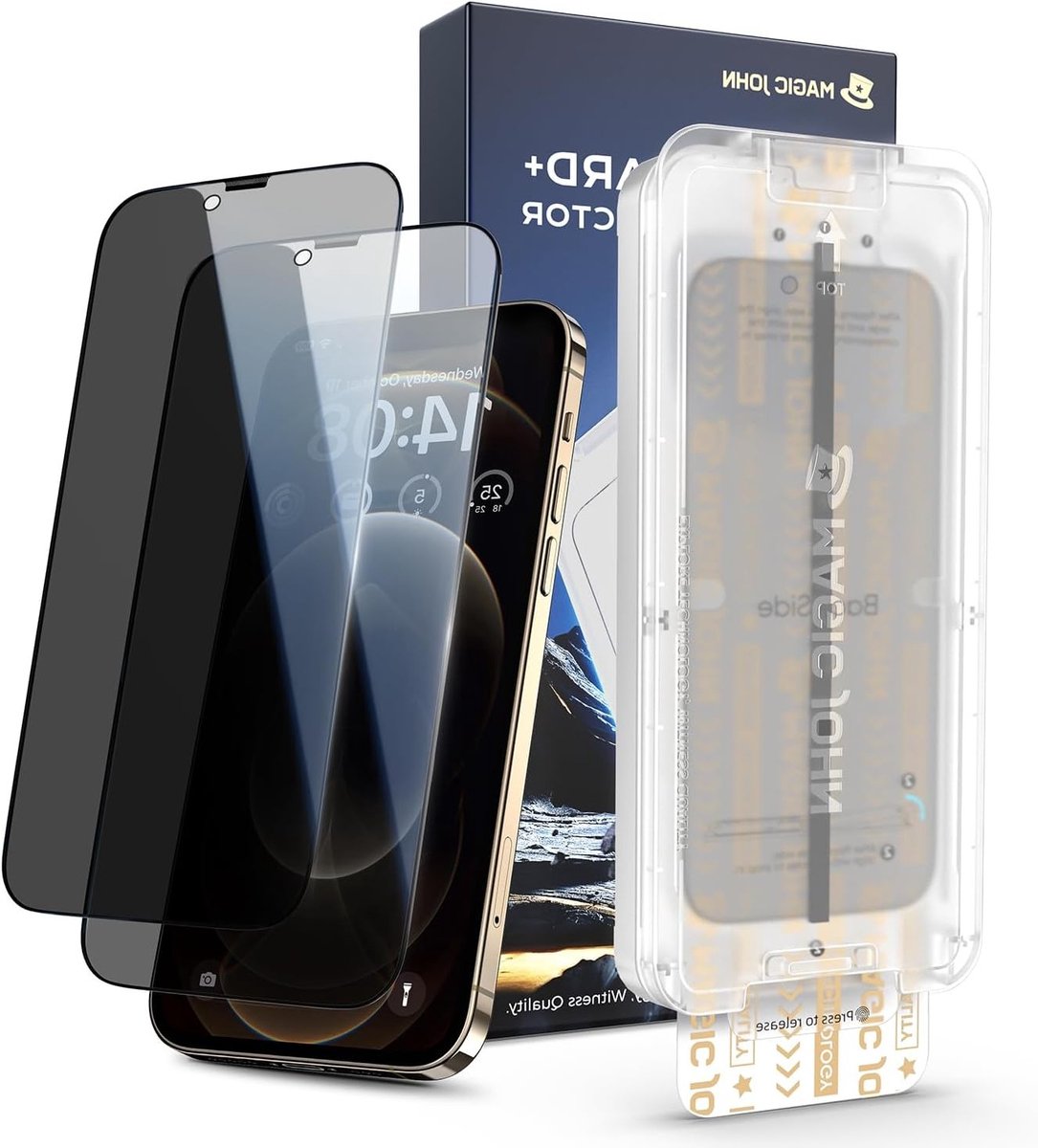 Set van 2 iPhone 12 Pro Max Screen Protectors met Schokbestendig Gehard Glas, Anti-Spy Functie en Eenvoudige Installatie